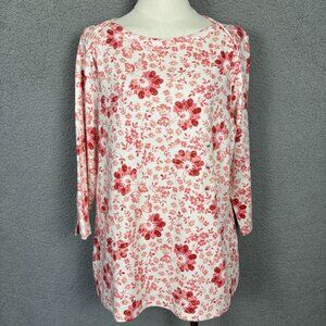 Style & Co Women's Floral Supima Cotton 3/4 Sleeve Top 0X Multicolor NWT's.